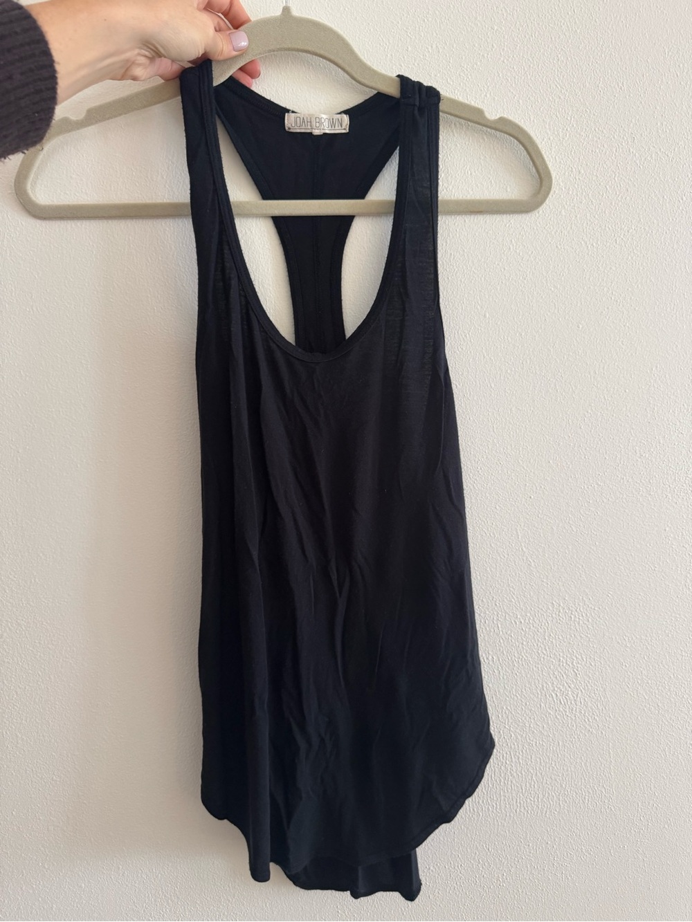 Joah Brown Black Racerback Tank Top with split sides